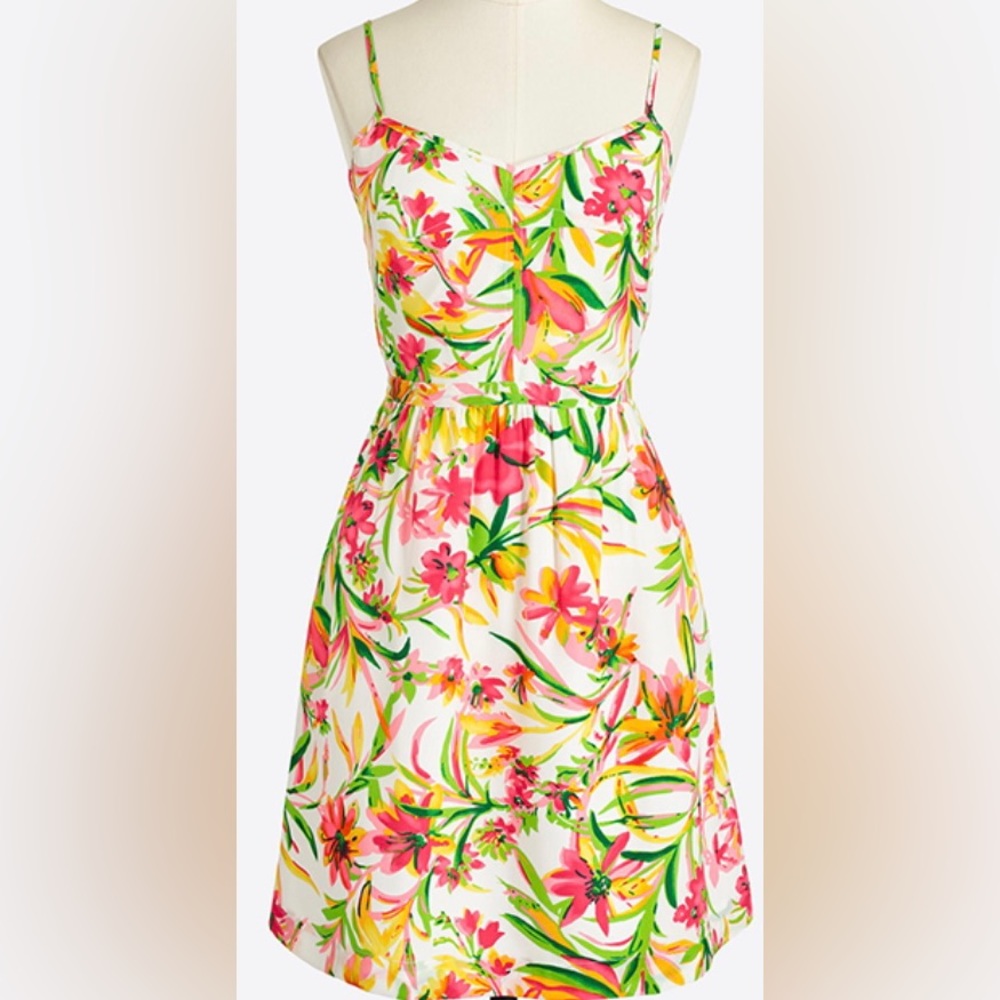 J. Crew Seaside Fit & Flare Tropical Floral Cami Dress with Pockets